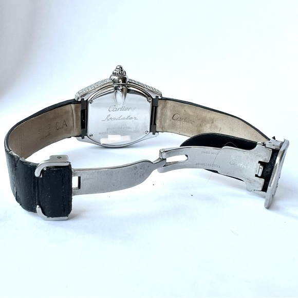 CARTIER ROADSTER Quartz 31mm Steel 2.84TCW Diamond Watch Silver Dial